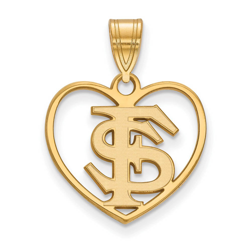 14k Gold Plated Silver Florida State Heart Pendant, Item P24961 by The Black Bow Jewelry Co.