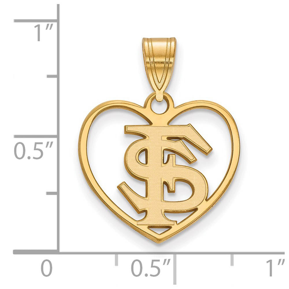 Alternate view of the 14k Gold Plated Silver Florida State Heart Pendant by The Black Bow Jewelry Co.