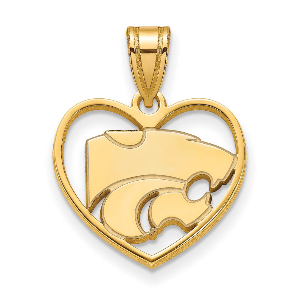 14k Gold Plated Silver Kansas State Heart Pendant, Item P24964 by The Black Bow Jewelry Co.