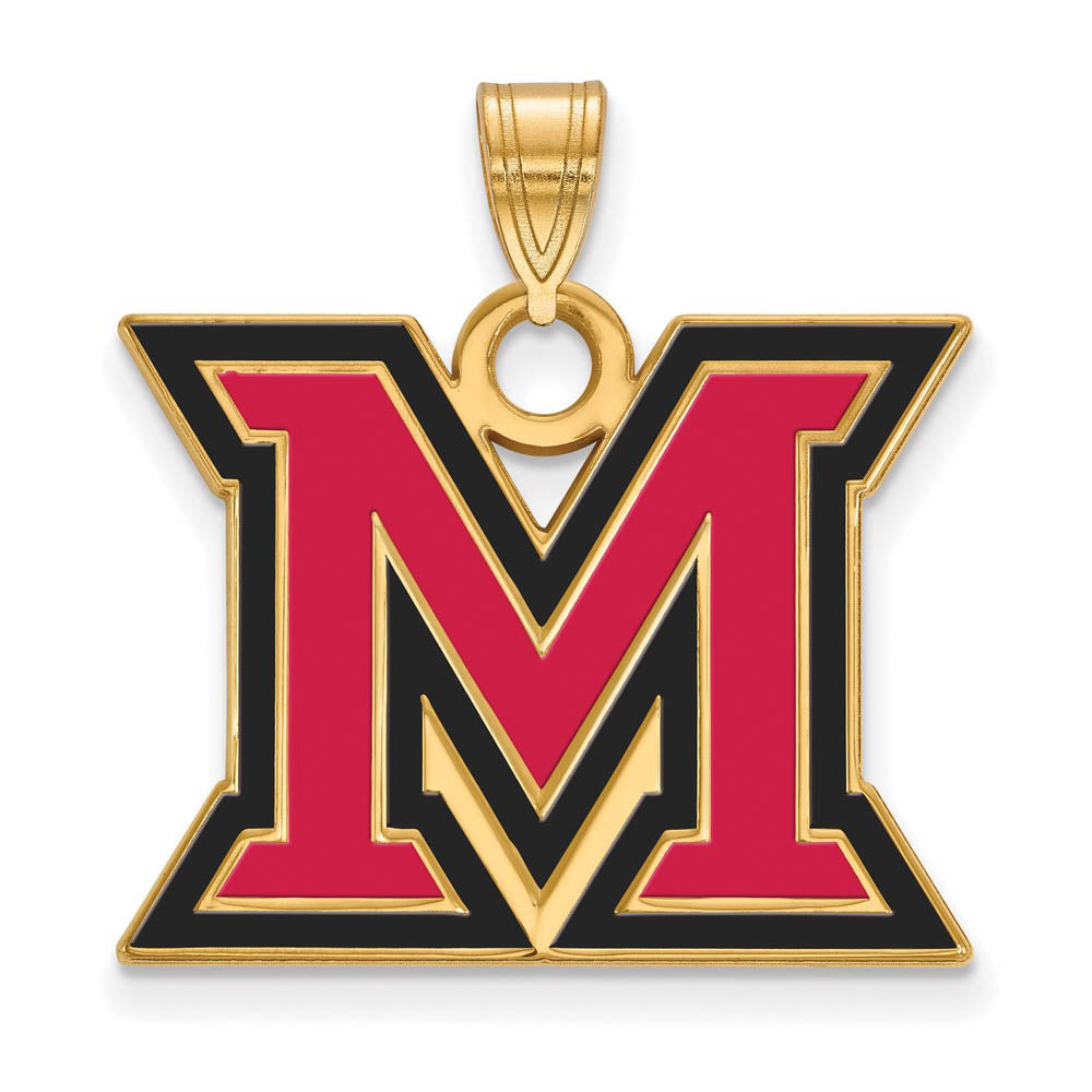 14k Gold Plated Silver Miami U Large Enamel Pendant, Item P24968 by The Black Bow Jewelry Co.