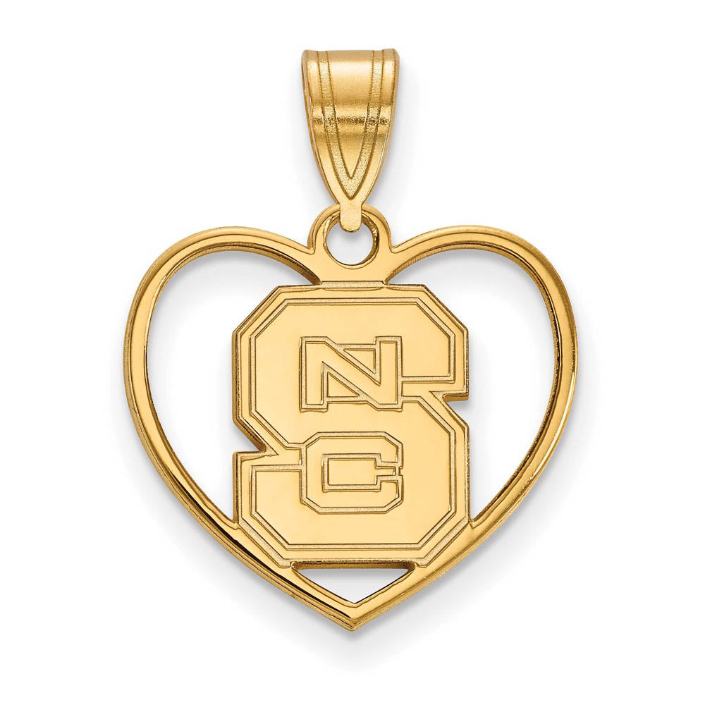 14k Gold Plated Silver North Carolina State Pendant in Heart, Item P24969 by The Black Bow Jewelry Co.