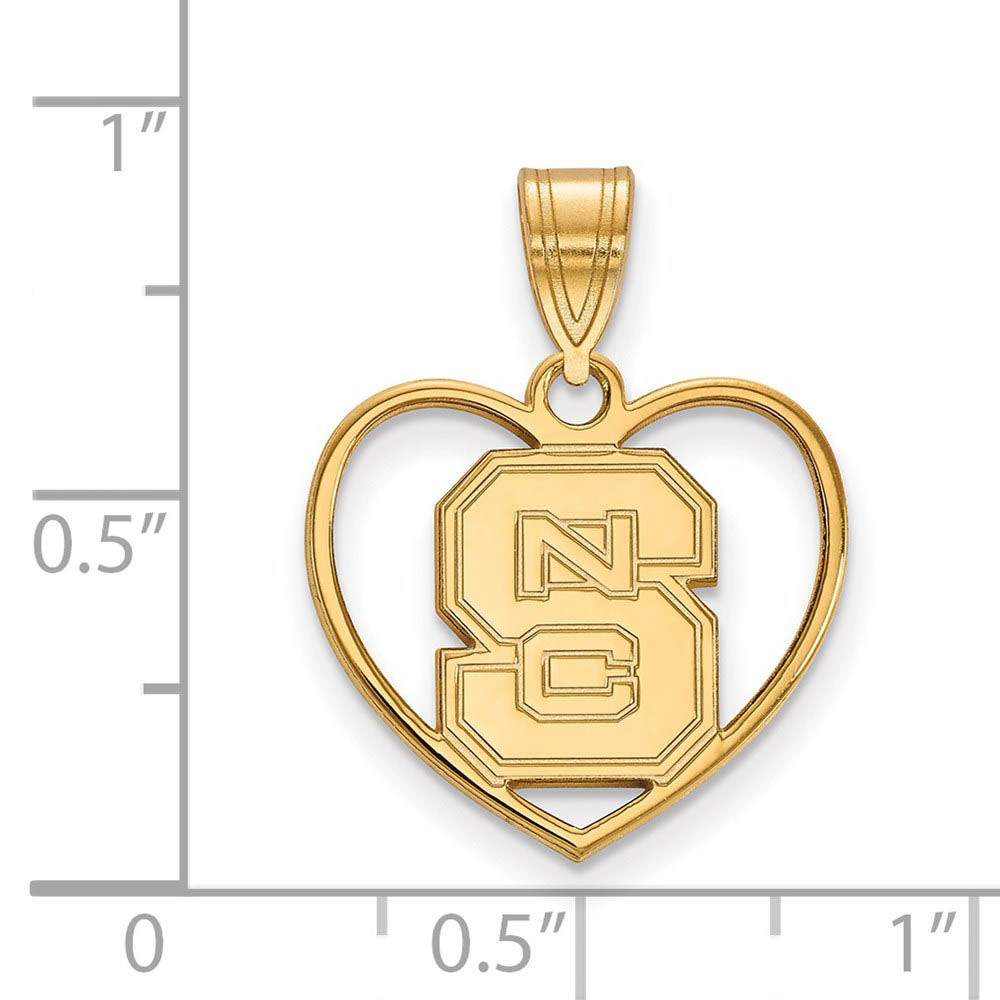 Alternate view of the 14k Gold Plated Silver North Carolina State Pendant in Heart by The Black Bow Jewelry Co.