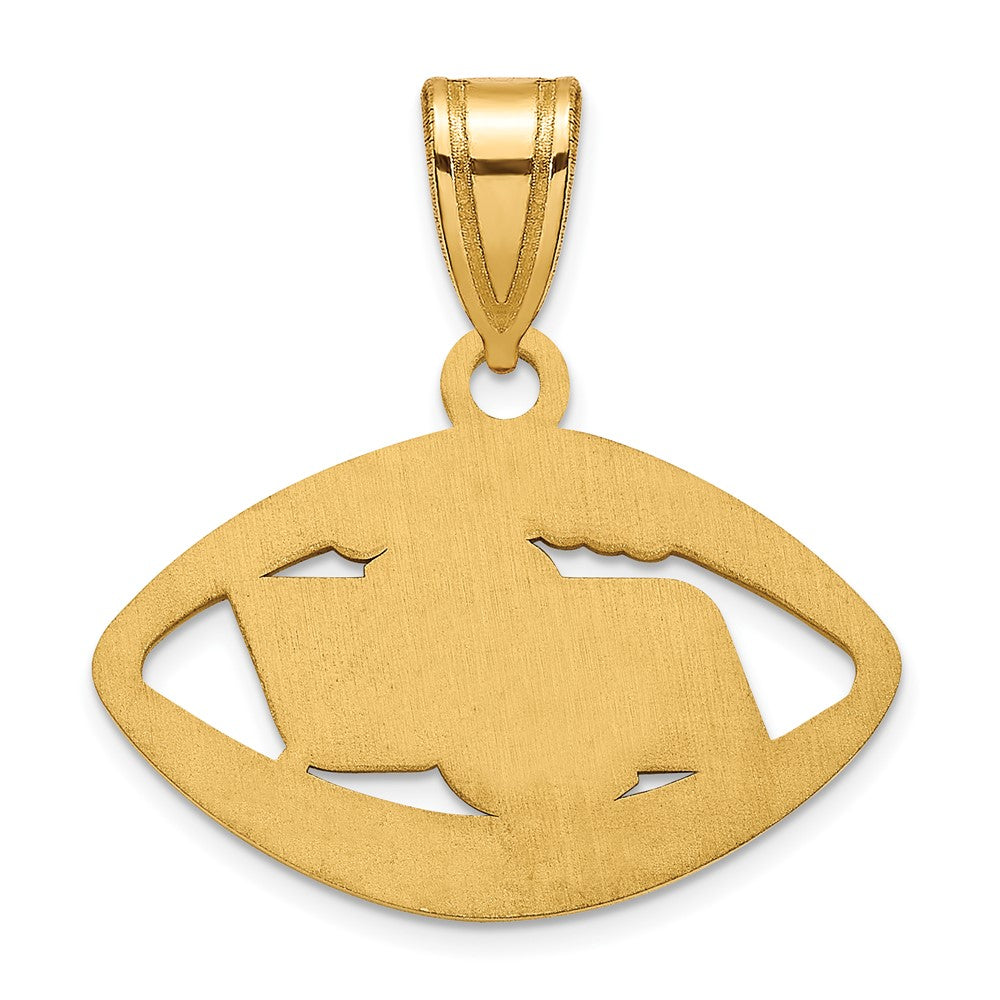 Alternate view of the 14k Gold Plated Silver Oklahoma State Football Pendant by The Black Bow Jewelry Co.