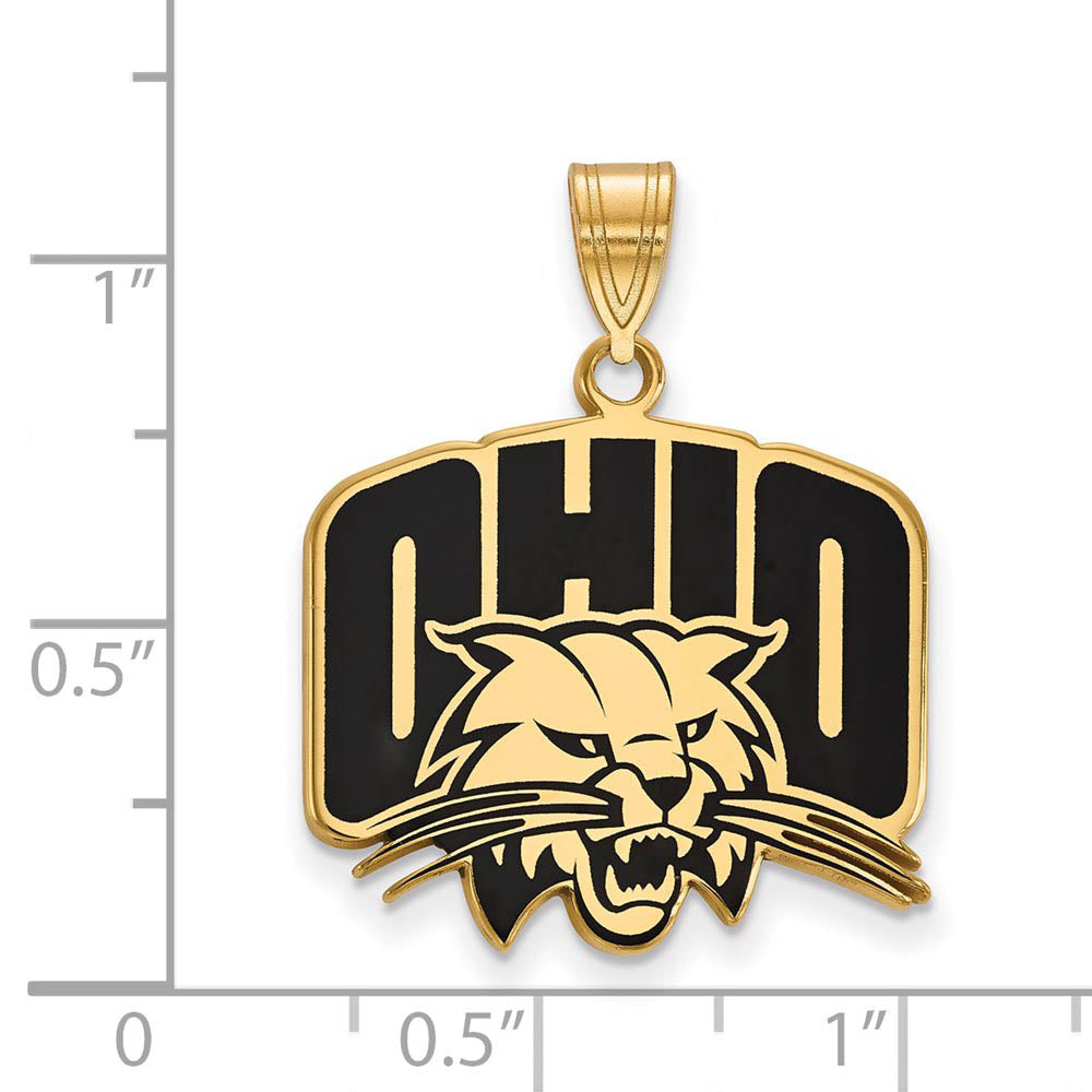 Alternate view of the 14k Gold Plated Silver Ohio U. Large Enamel Logo Pendant by The Black Bow Jewelry Co.