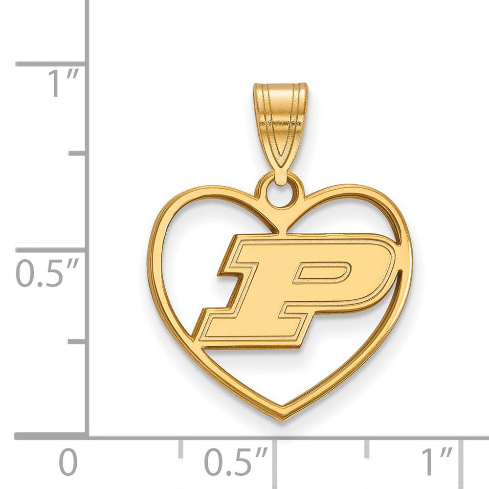 Alternate view of the 14k Gold Plated Silver Purdue Initial P Heart Pendant by The Black Bow Jewelry Co.