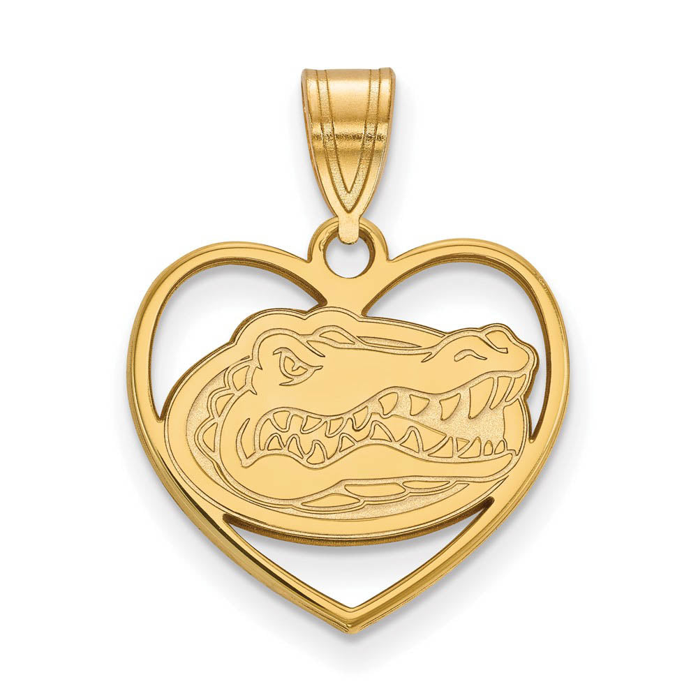 14k Gold Plated Silver U. of Florida Heart Pendant, Item P24983 by The Black Bow Jewelry Co.