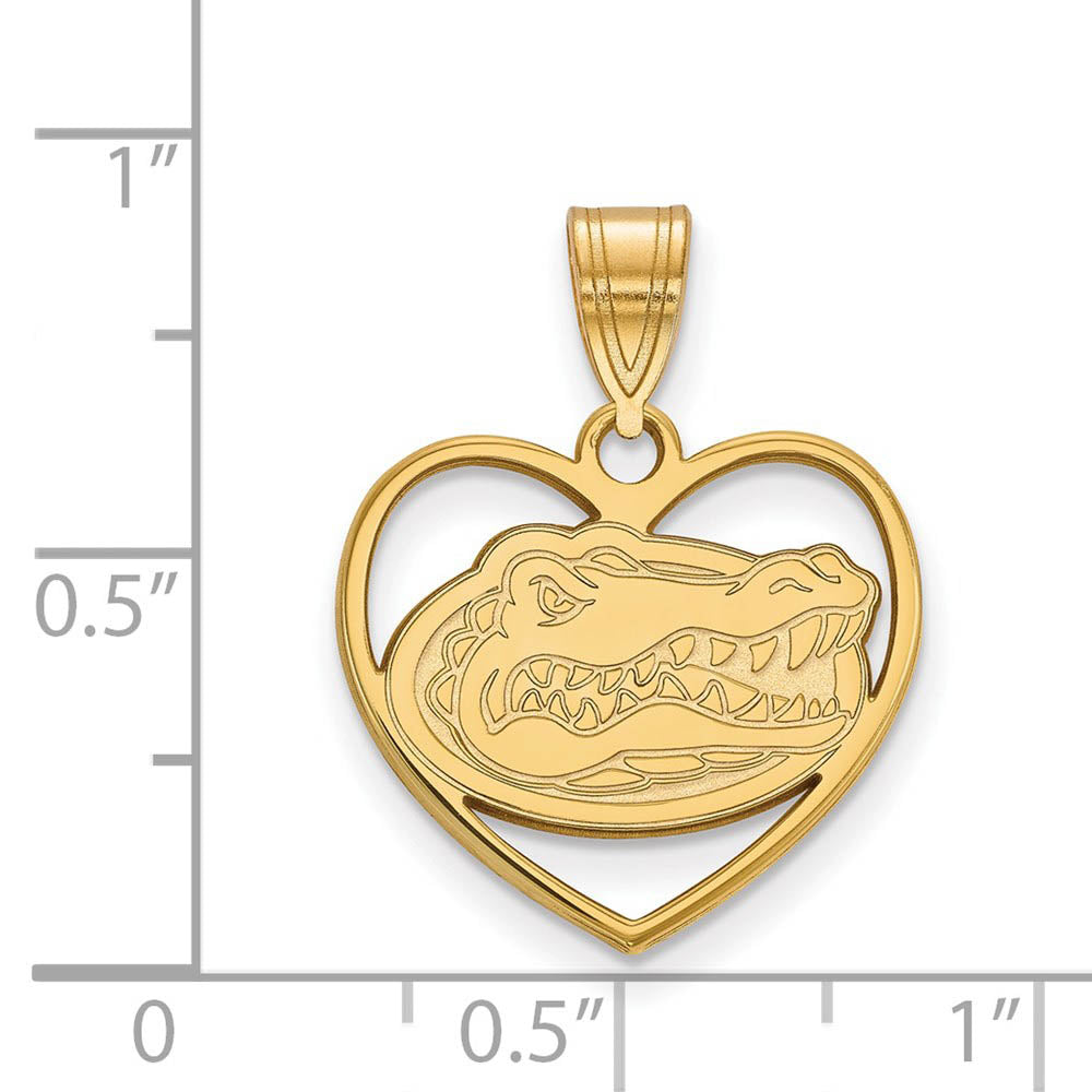 Alternate view of the 14k Gold Plated Silver U. of Florida Heart Pendant by The Black Bow Jewelry Co.