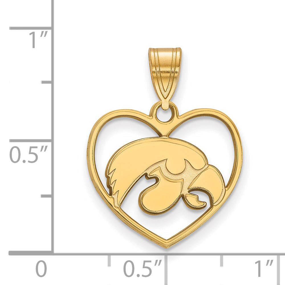 Alternate view of the 14k Gold Plated Silver U. of Iowa Heart Pendant by The Black Bow Jewelry Co.