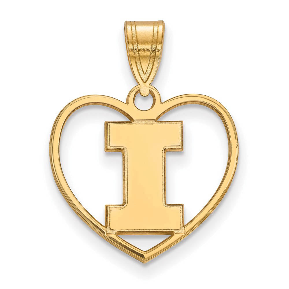 14k Gold Plated Silver U. of Illinois Initial I Heart Pendant, Item P24987 by The Black Bow Jewelry Co.