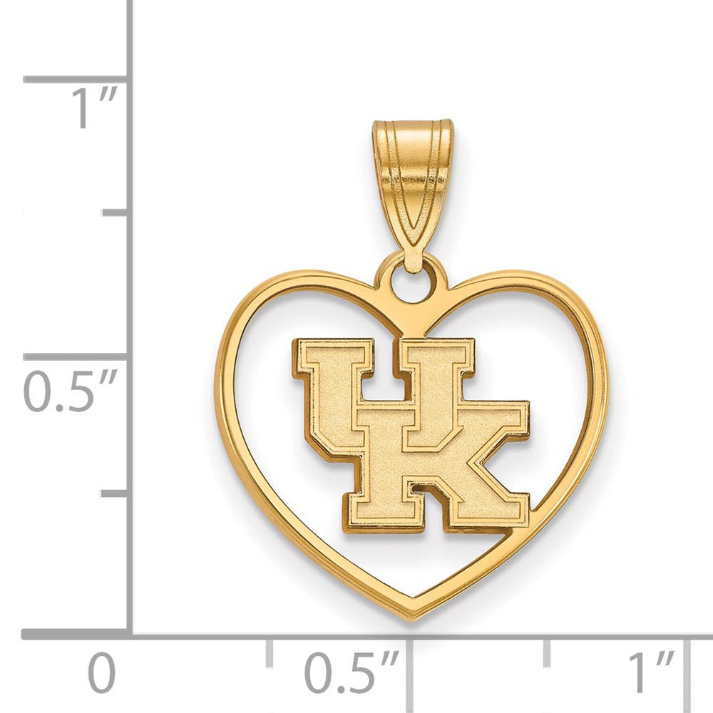 Alternate view of the 14k Gold Plated Silver U. of Kentucky 'UK' Heart Pendant by The Black Bow Jewelry Co.