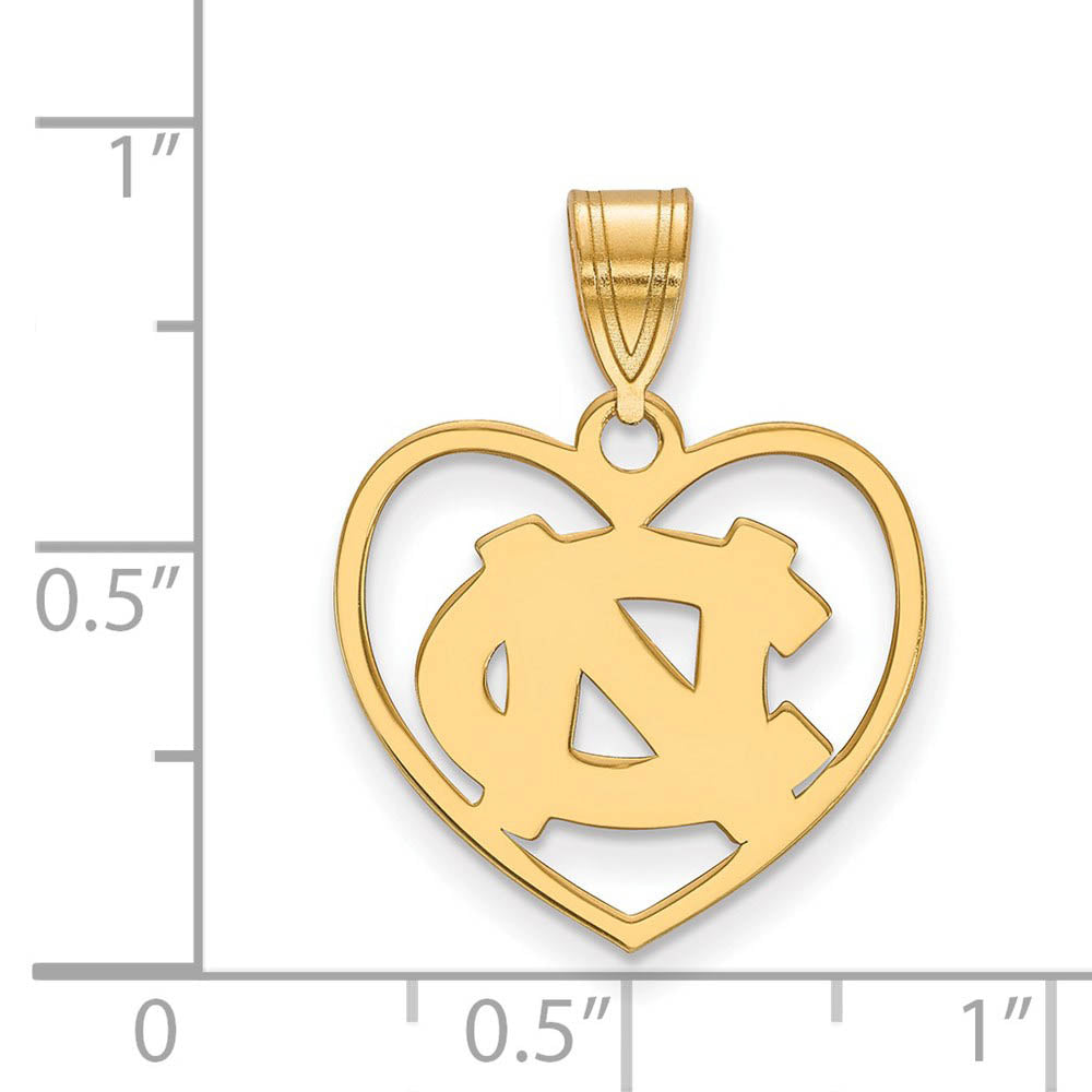 Alternate view of the 14k Gold Plated Silver North Carolina Heart Pendant by The Black Bow Jewelry Co.