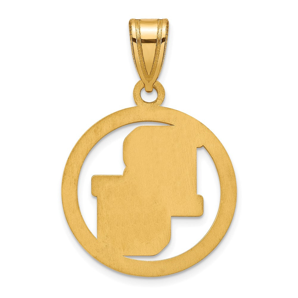 Alternate view of the 14k Gold Plated Silver Baylor U SM 'BU' Circle Pendant by The Black Bow Jewelry Co.