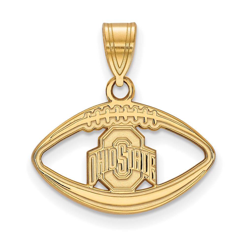 14k Gold Plated Silver Ohio State Football Pendant, Item P25010 by The Black Bow Jewelry Co.