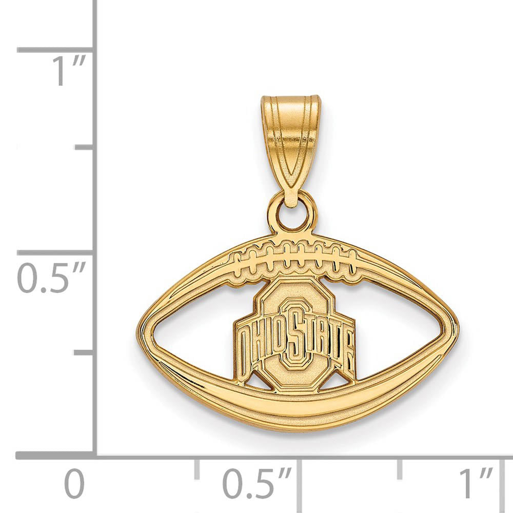 Alternate view of the 14k Gold Plated Silver Ohio State Football Pendant by The Black Bow Jewelry Co.