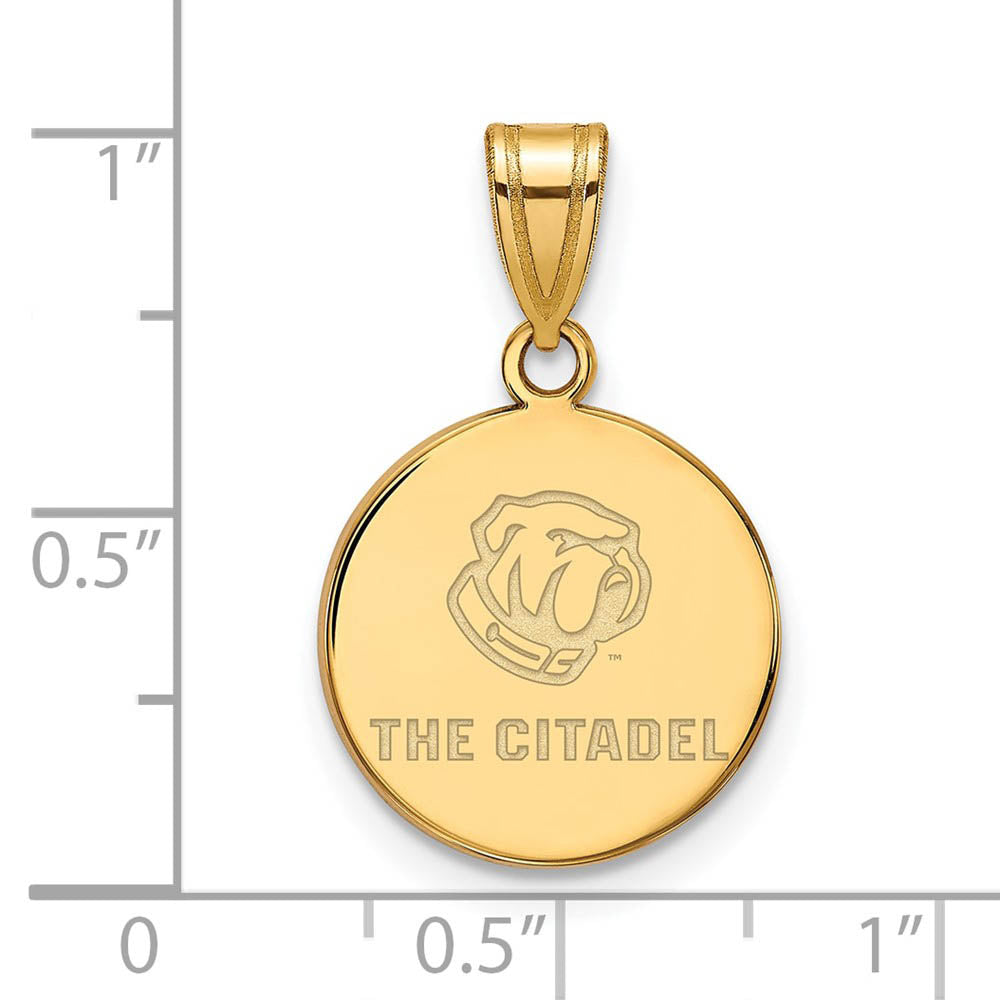 Alternate view of the 14K Yellow Gold Plated S. Silver The Citadel MD Bulldogs Disc Pendant by The Black Bow Jewelry Co.