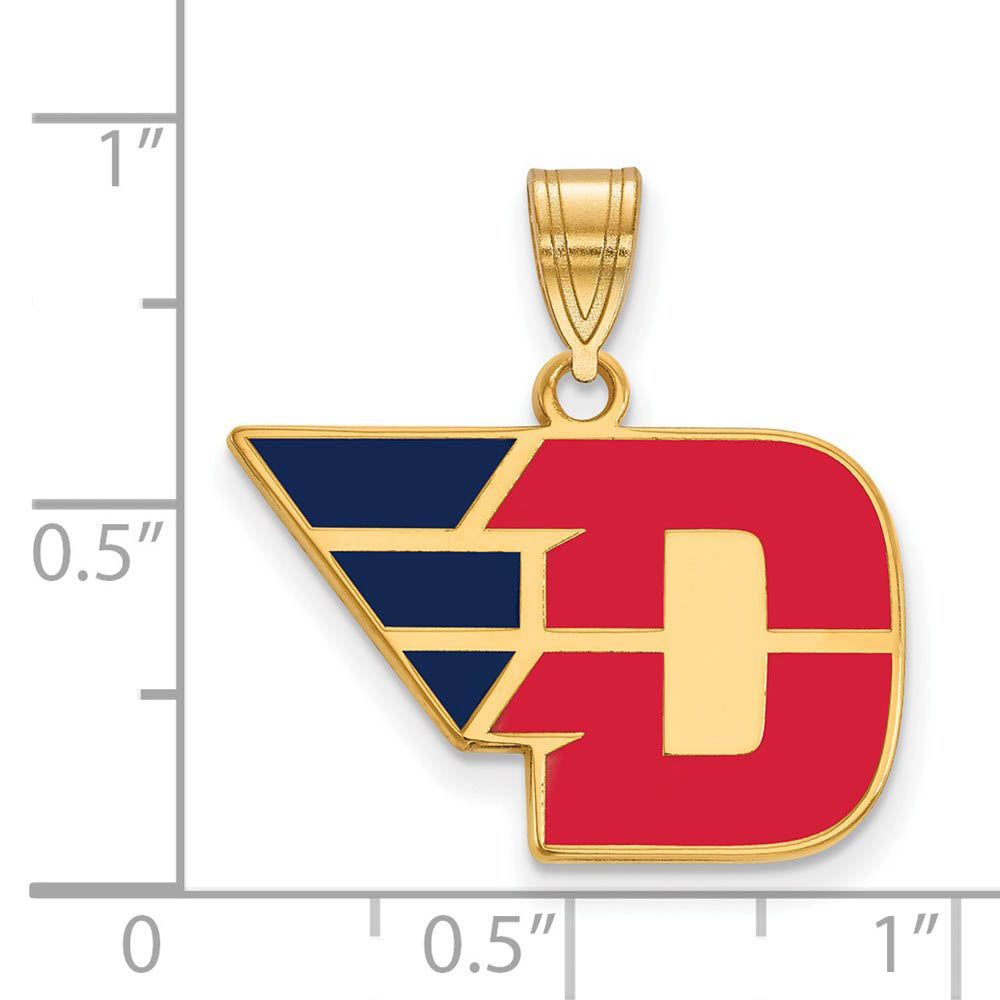 Alternate view of the 14k Gold Plated Silver U. of Dayton Medium Enamel Pendant by The Black Bow Jewelry Co.