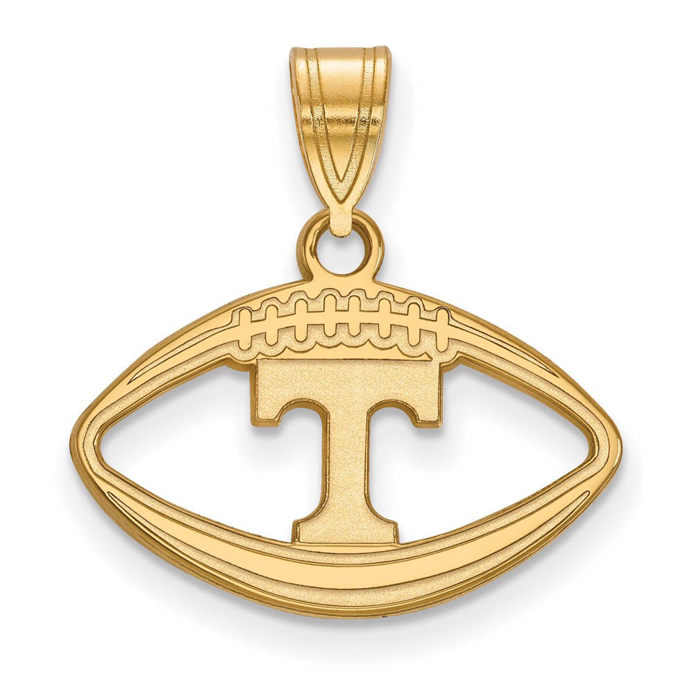 14k Gold Plated Silver U. of Tennessee 'T' Football Pendant, Item P25021 by The Black Bow Jewelry Co.