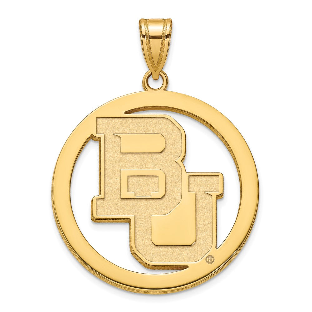 14k Gold Plated Silver Baylor U XL 'BU' Circle Pendant, Item P25026 by The Black Bow Jewelry Co.