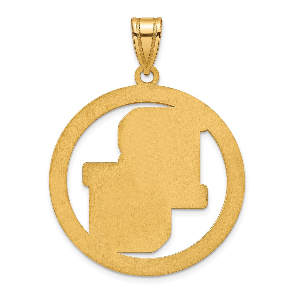 Alternate view of the 14k Gold Plated Silver Baylor U XL 'BU' Circle Pendant by The Black Bow Jewelry Co.