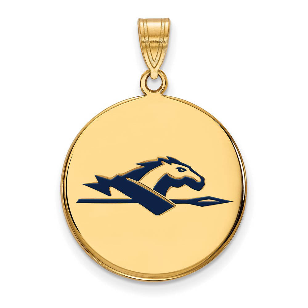14k Gold Plated Silver Longwood U Large Enamel Disc Pendant, Item P25030 by The Black Bow Jewelry Co.