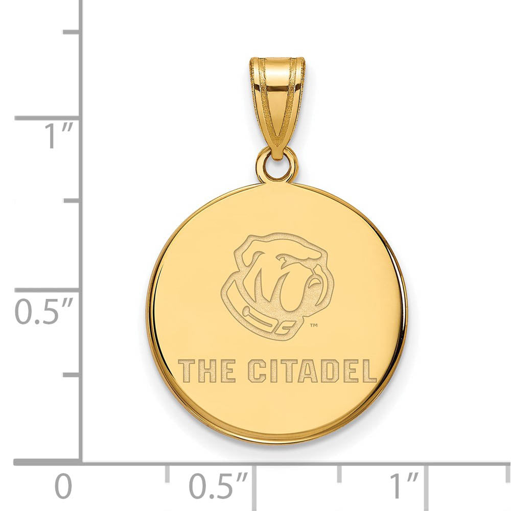 Alternate view of the 14K Yellow Gold Plated S. Silver The Citadel LG Bulldogs Disc Pendant by The Black Bow Jewelry Co.
