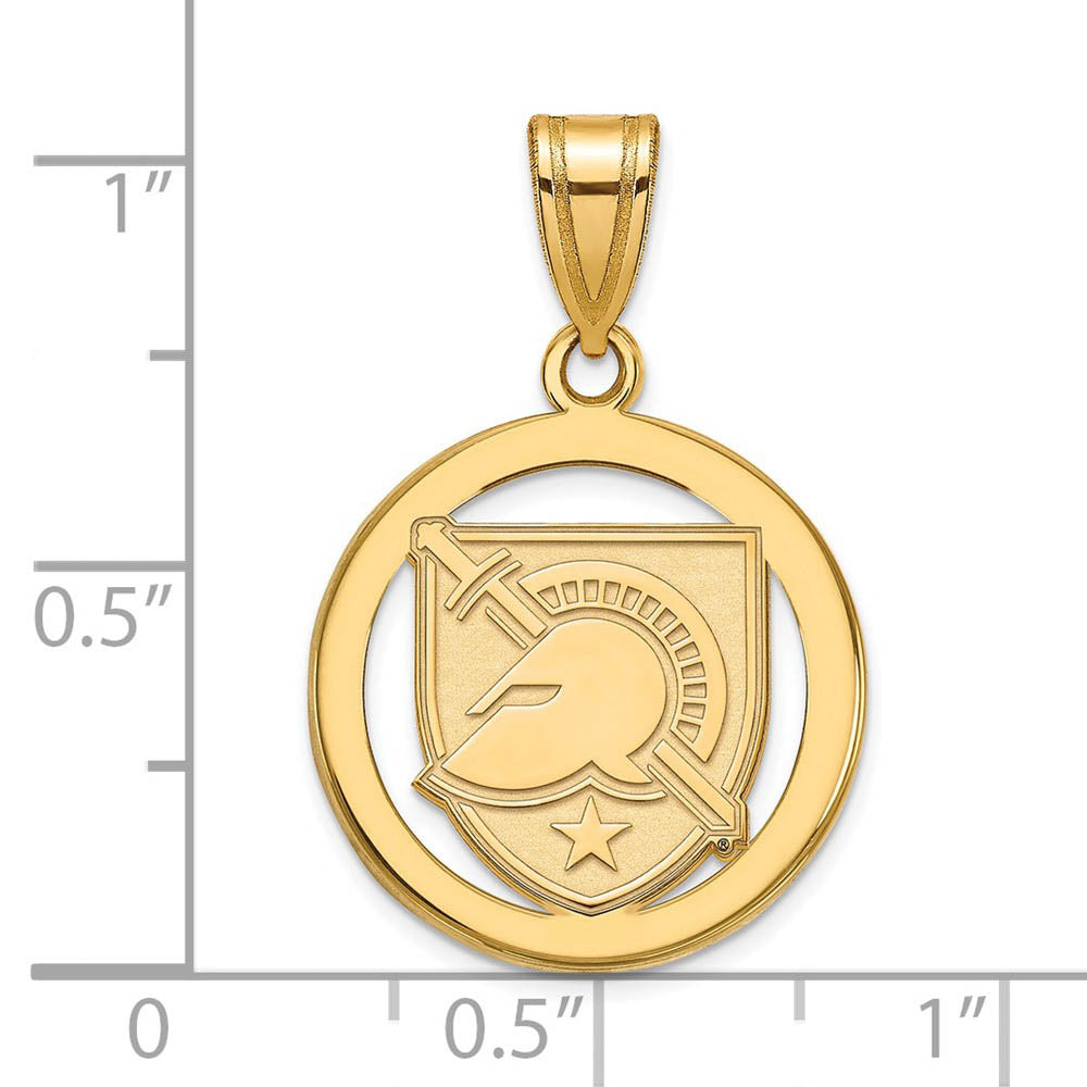 Alternate view of the 14k Gold Plated Silver Military Academy Small Shield Circle Pendant by The Black Bow Jewelry Co.