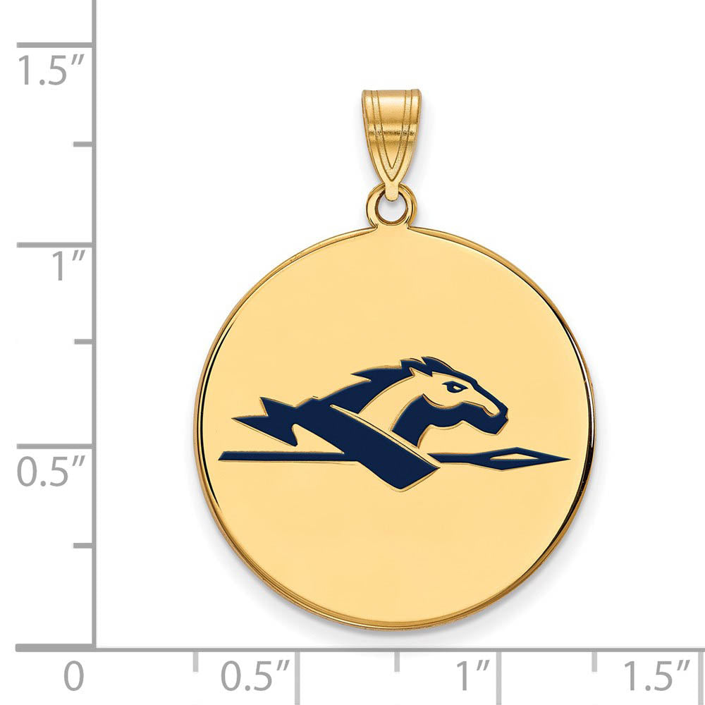 Alternate view of the 14k Gold Plated Silver Longwood U XL Enamel Disc Pendant by The Black Bow Jewelry Co.