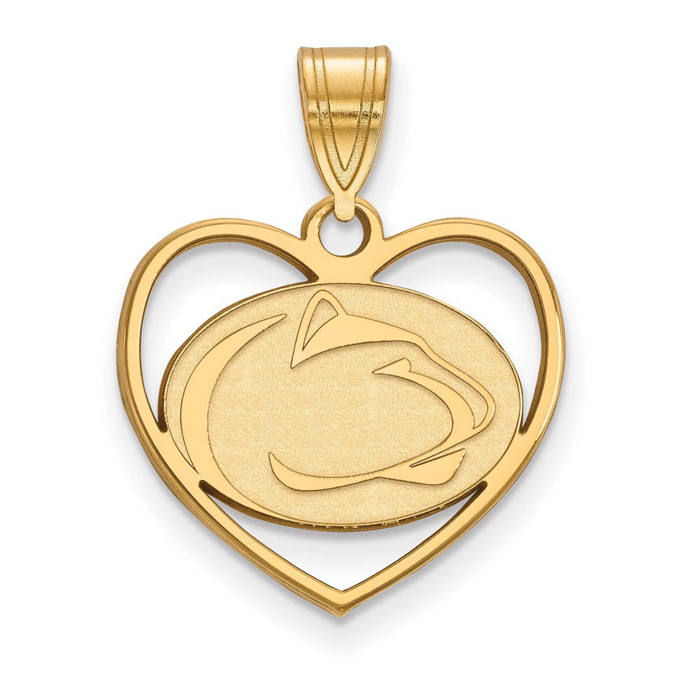 14k Gold Plated Silver Penn State Heart Pendant, Item P25071 by The Black Bow Jewelry Co.