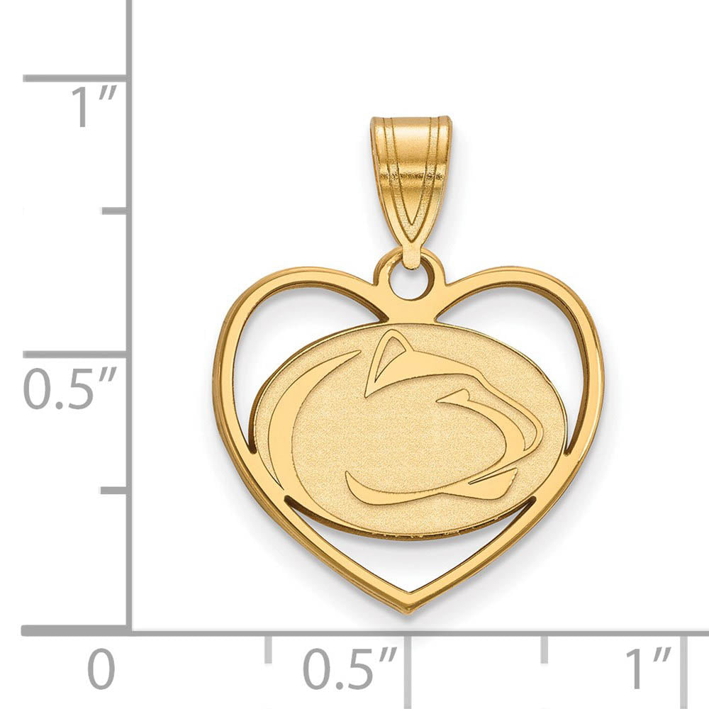 Alternate view of the 14k Gold Plated Silver Penn State Heart Pendant by The Black Bow Jewelry Co.
