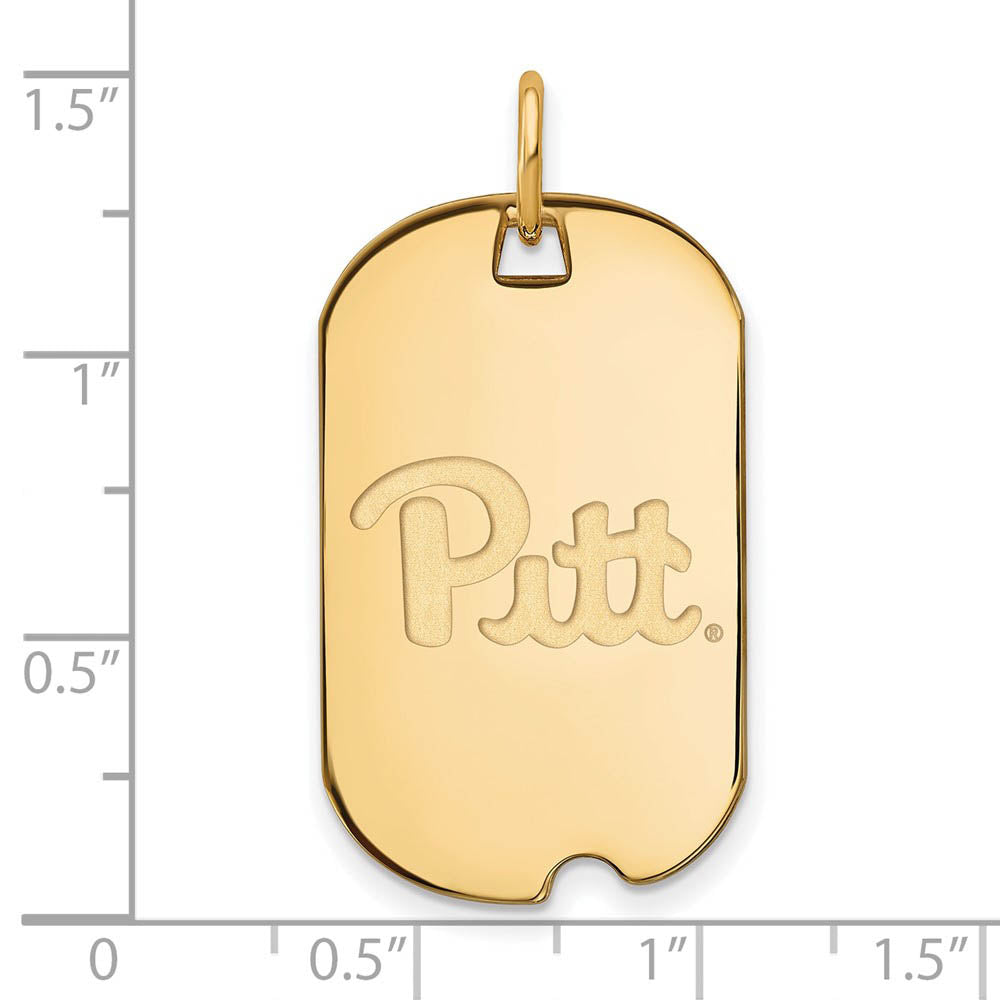 Alternate view of the 14k Gold Plated Silver U. of Pittsburgh Dog Tag Pendant by The Black Bow Jewelry Co.