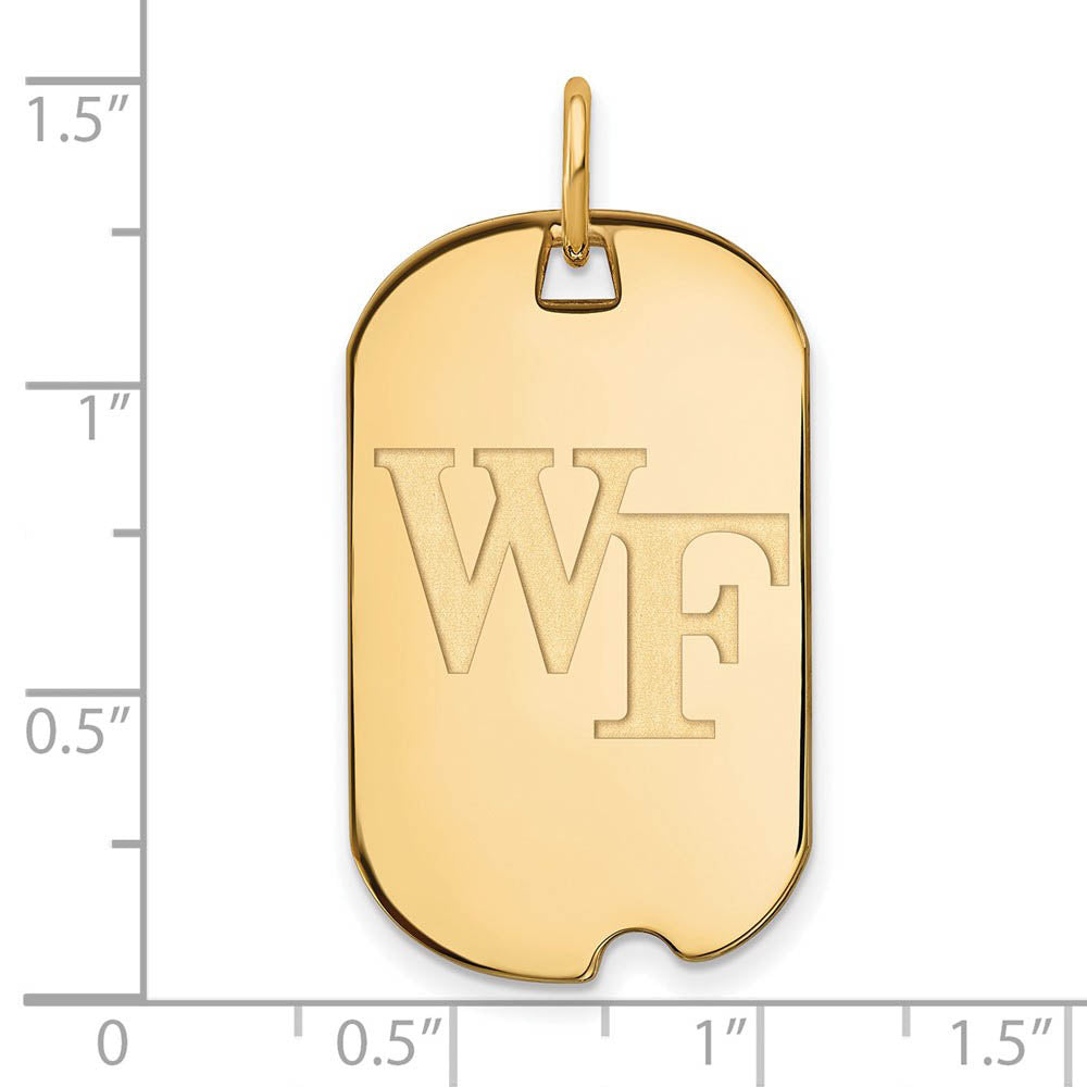 Alternate view of the 14k Gold Plated Silver Wake Forest U. Dog Tag Pendant by The Black Bow Jewelry Co.