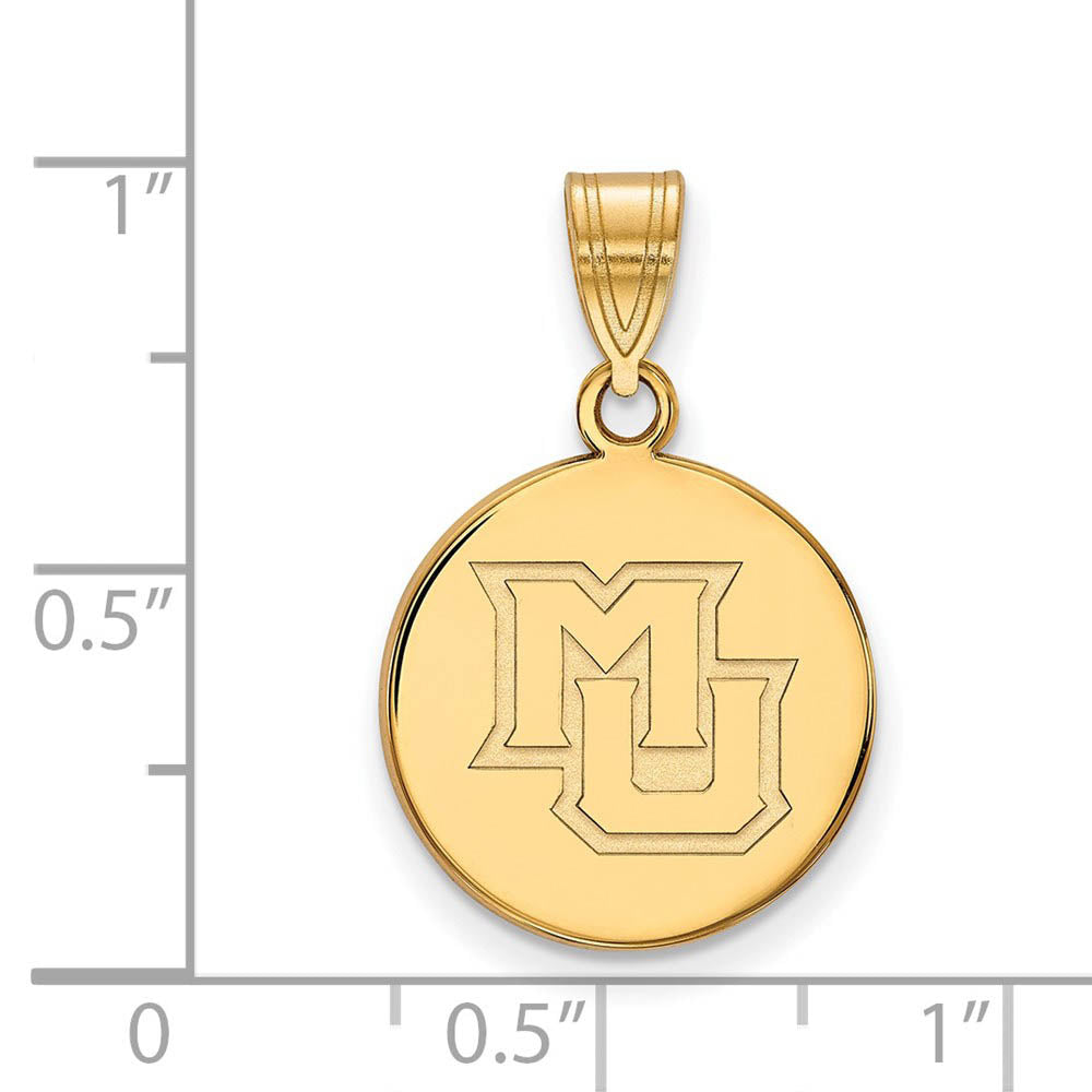 Alternate view of the 14k Gold Plated Silver Marquette U Medium Disc Pendant by The Black Bow Jewelry Co.