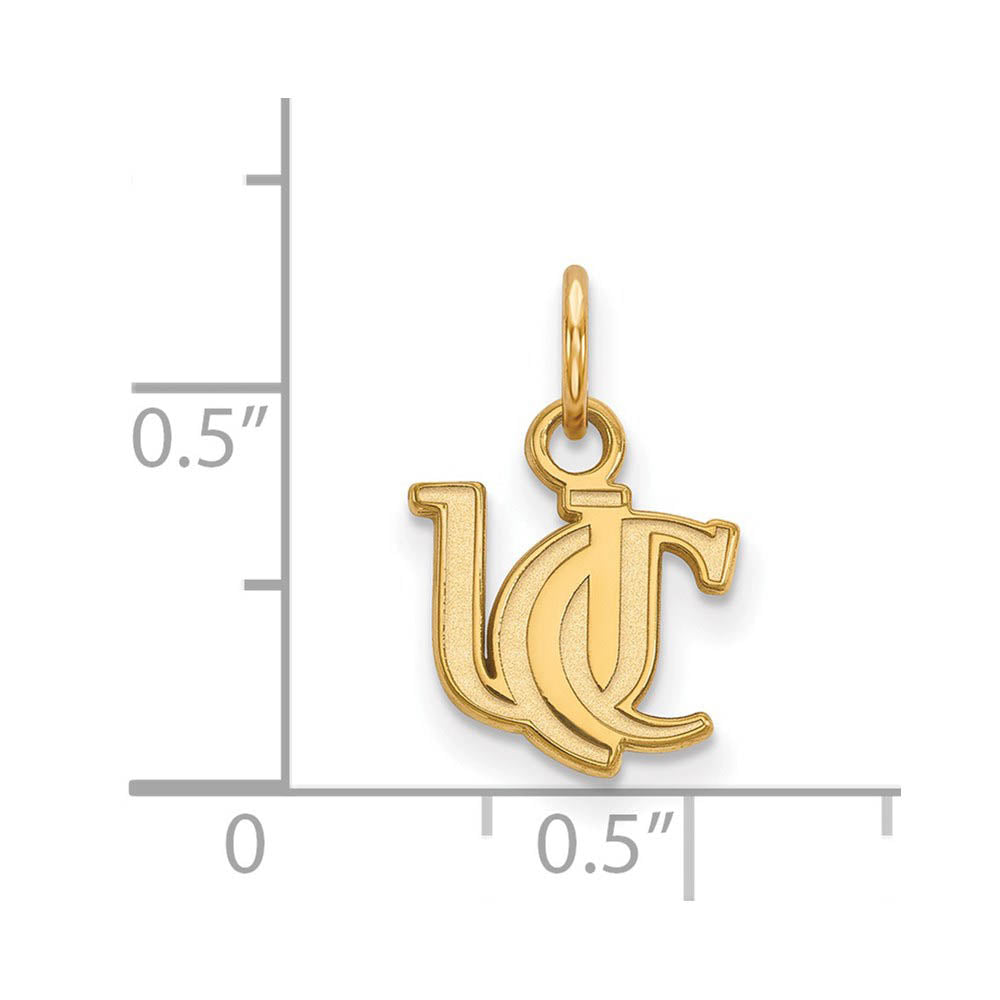 Alternate view of the 14k Gold Plated Silver U. of Cincinnati XS (Tiny) Charm or Pendant by The Black Bow Jewelry Co.