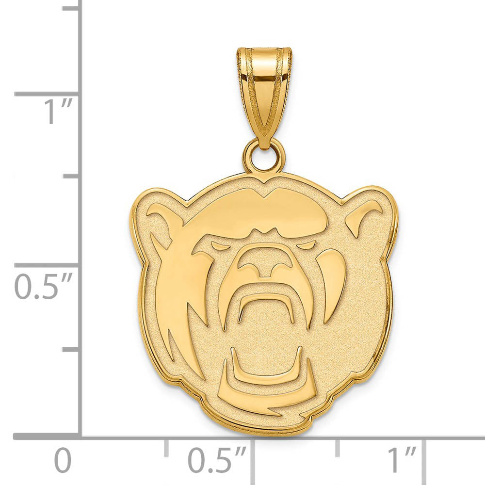 Alternate view of the 14k Gold Plated Silver Baylor U Large Bears Pendant by The Black Bow Jewelry Co.