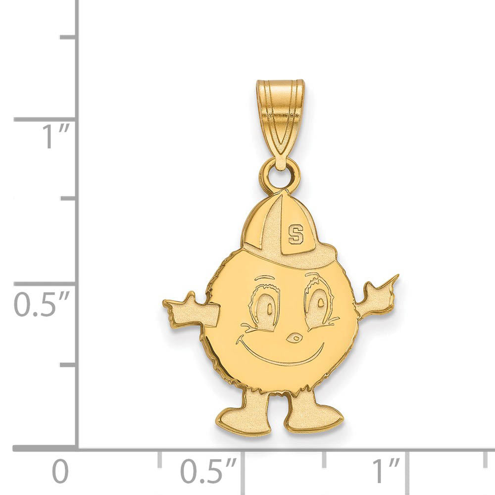 Alternate view of the 14k Gold Plated Silver Syracuse U. Large Mascot Pendant by The Black Bow Jewelry Co.
