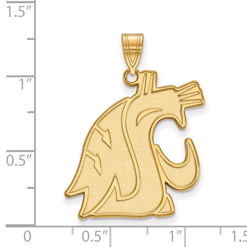 Alternate view of the 14k Gold Plated Silver Washington State XL Enamel Mascot Pendant by The Black Bow Jewelry Co.