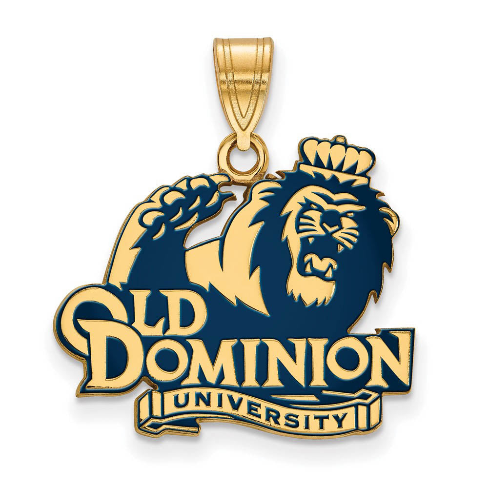 14k Gold Plated Silver Old Dominion U. Large Enamel Pendant, Item P25114 by The Black Bow Jewelry Co.