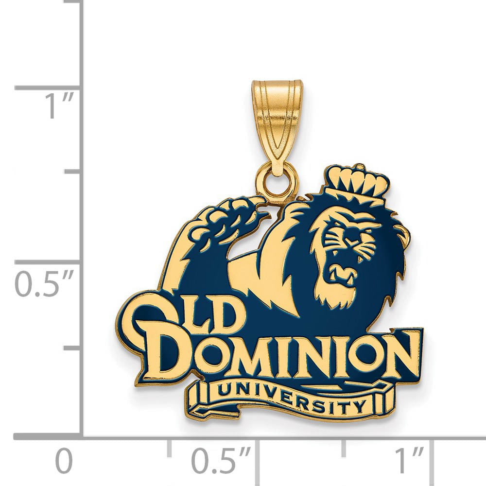 Alternate view of the 14k Gold Plated Silver Old Dominion U. Large Enamel Pendant by The Black Bow Jewelry Co.