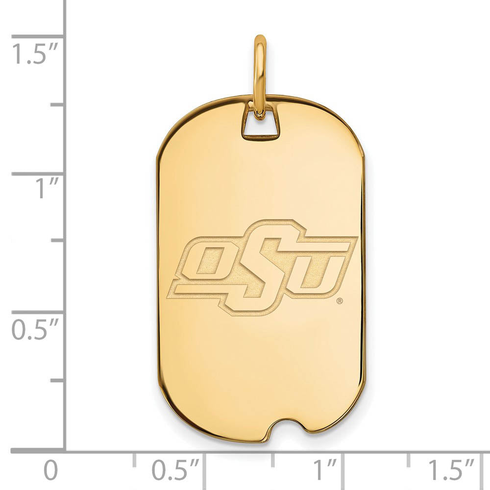 Alternate view of the 14k Gold Plated Silver Oklahoma State Dog Tag Pendant by The Black Bow Jewelry Co.