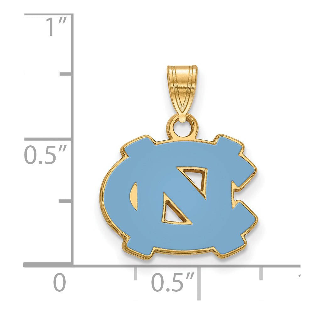Alternate view of the 14k Gold Plated Silver North Carolina Small Enamel Pendant by The Black Bow Jewelry Co.