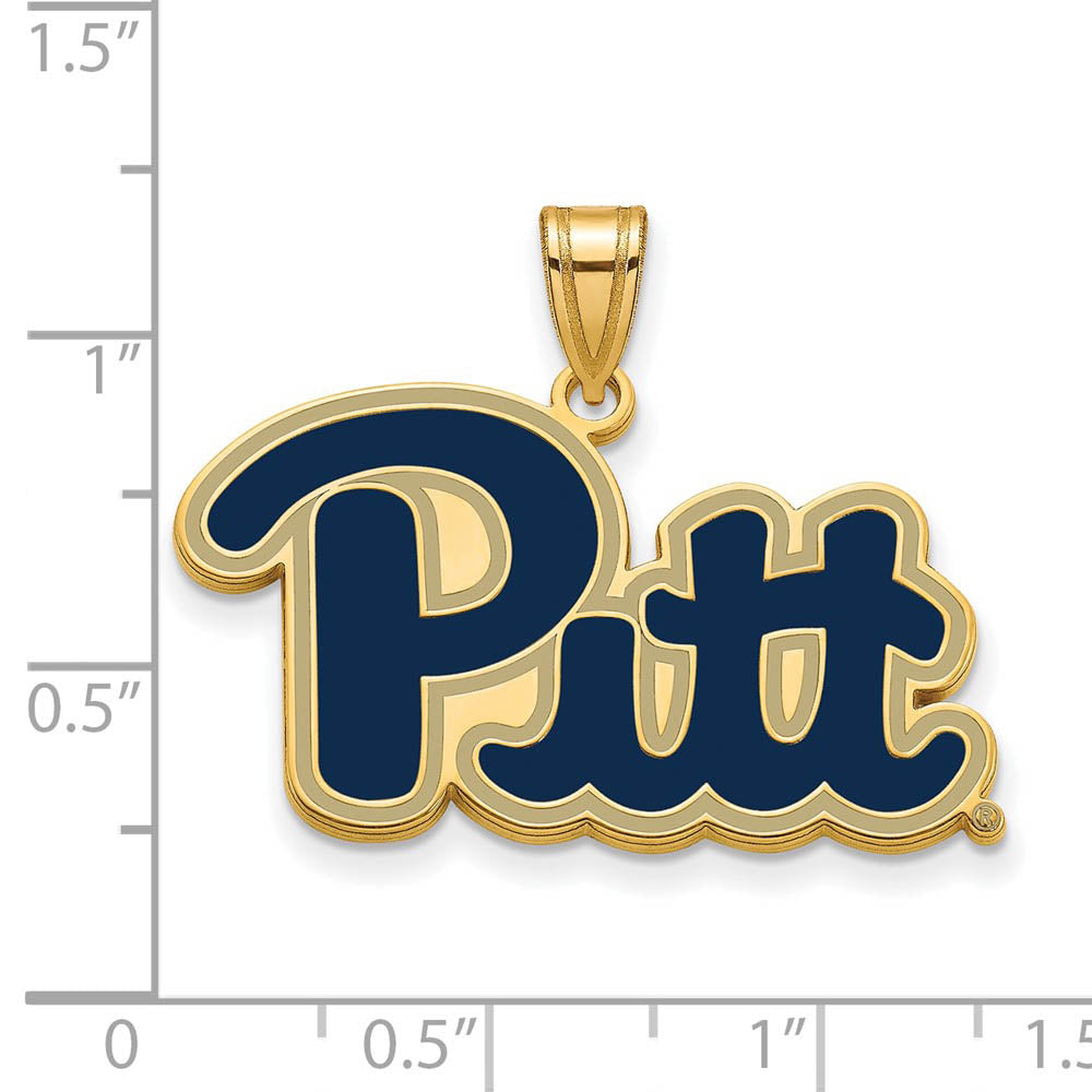 Alternate view of the 14k Gold Plated Silver U. of Pittsburgh Large Enamel Pendant by The Black Bow Jewelry Co.