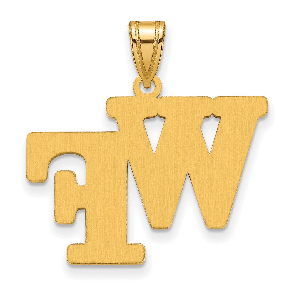 Alternate view of the 14k Gold Plated Silver Wake Forest U. Large Enamel 'WF' Pendant by The Black Bow Jewelry Co.