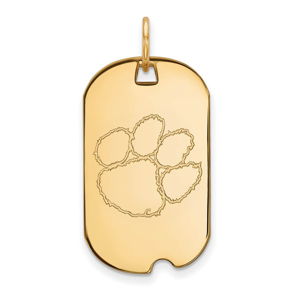 14k Gold Plated Silver Clemson U Dog Tag Pendant, Item P25128 by The Black Bow Jewelry Co.
