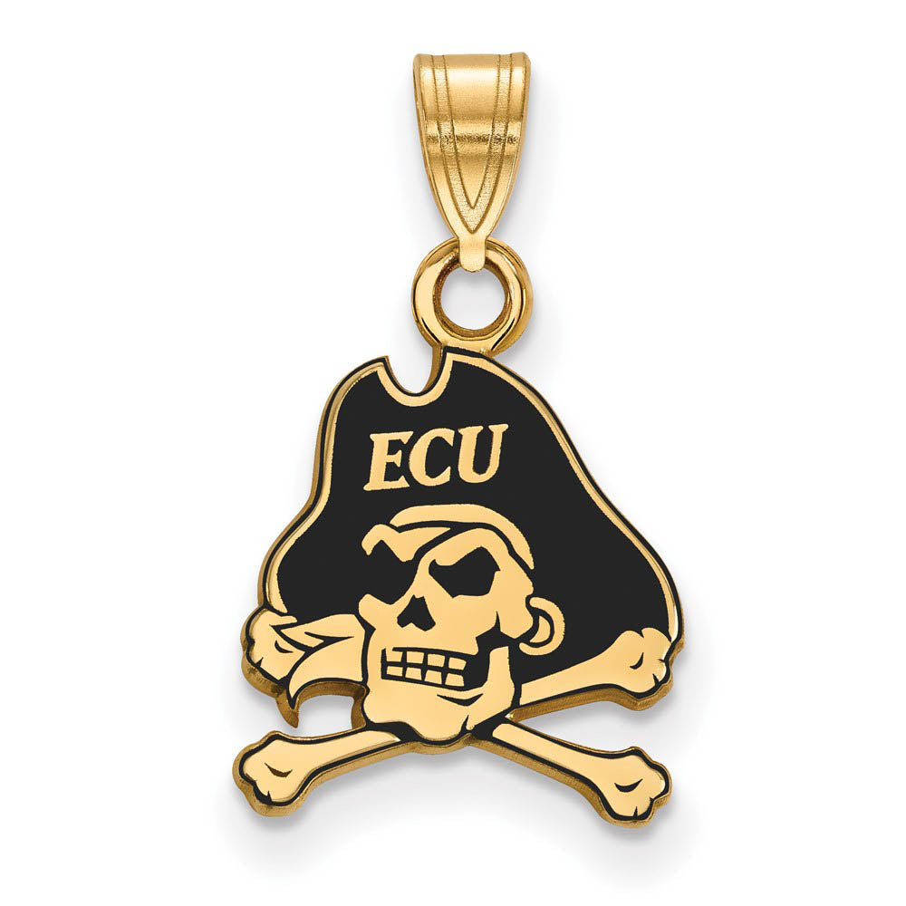 14k Gold Plated Silver East Carolina U Small Enamel Pendant, Item P25129 by The Black Bow Jewelry Co.