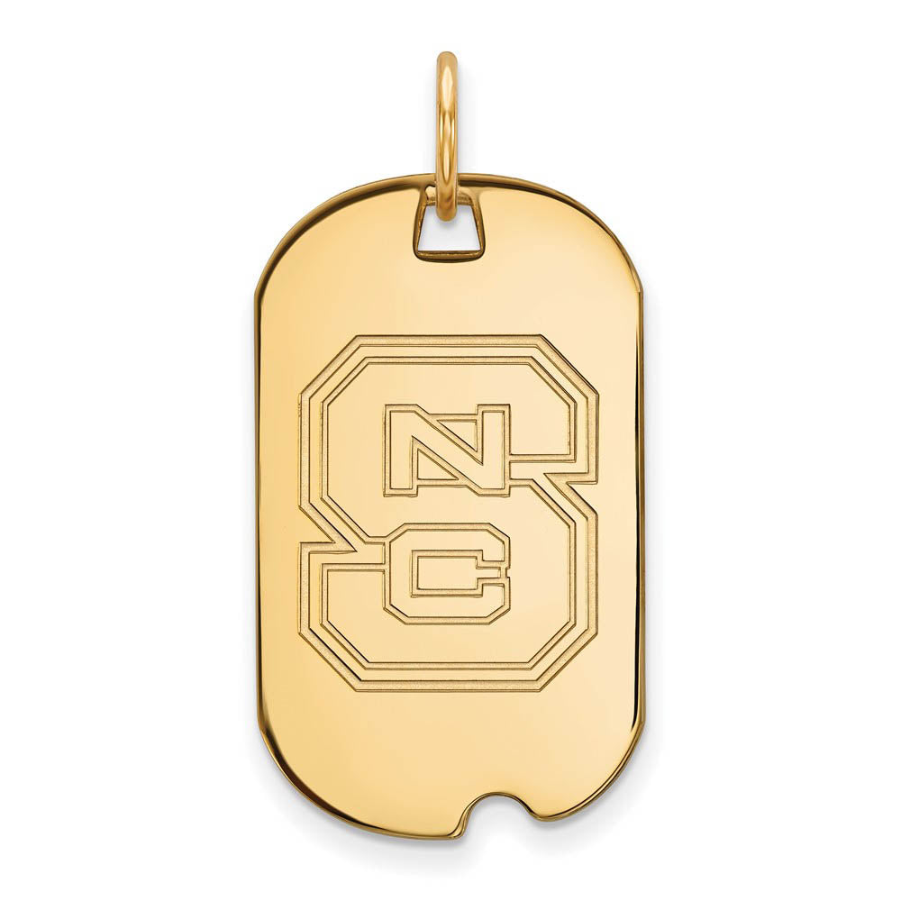 14k Gold Plated Silver North Carolina State 'NCS' Dog Tag Pendant, Item P25132 by The Black Bow Jewelry Co.