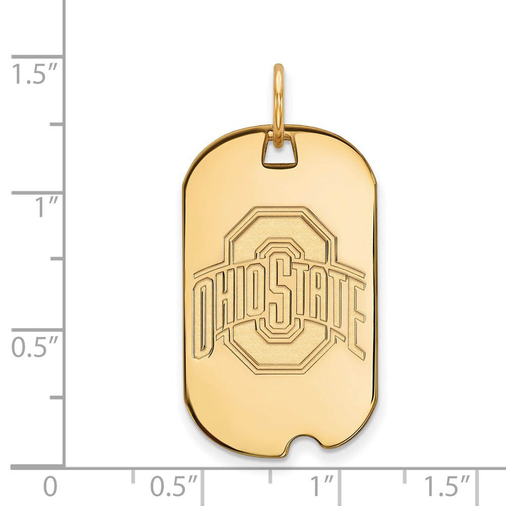 Alternate view of the 14k Gold Plated Silver Ohio State Dog Tag Pendant by The Black Bow Jewelry Co.