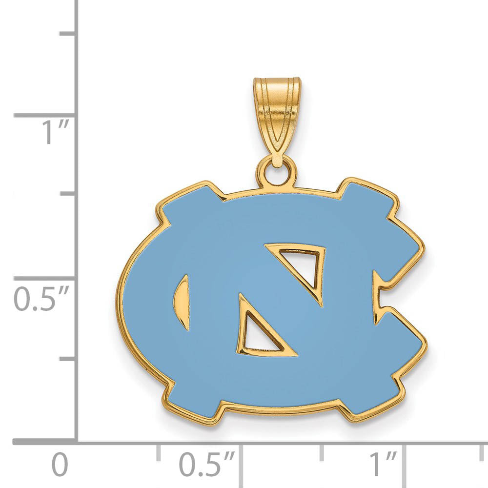 Alternate view of the 14k Gold Plated Silver North Carolina Large Enamel Pendant by The Black Bow Jewelry Co.