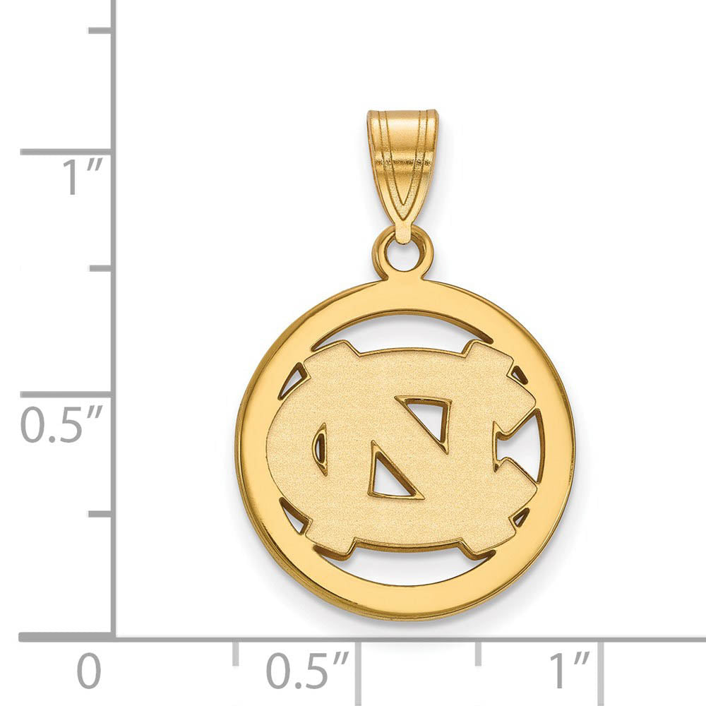 Alternate view of the 14k Gold Plated Silver North Carolina Small Circle Pendant by The Black Bow Jewelry Co.