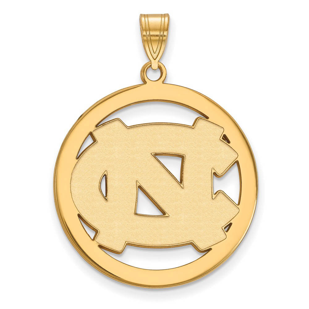14k Gold Plated Silver North Carolina XL Circle Pendant, Item P25162 by The Black Bow Jewelry Co.