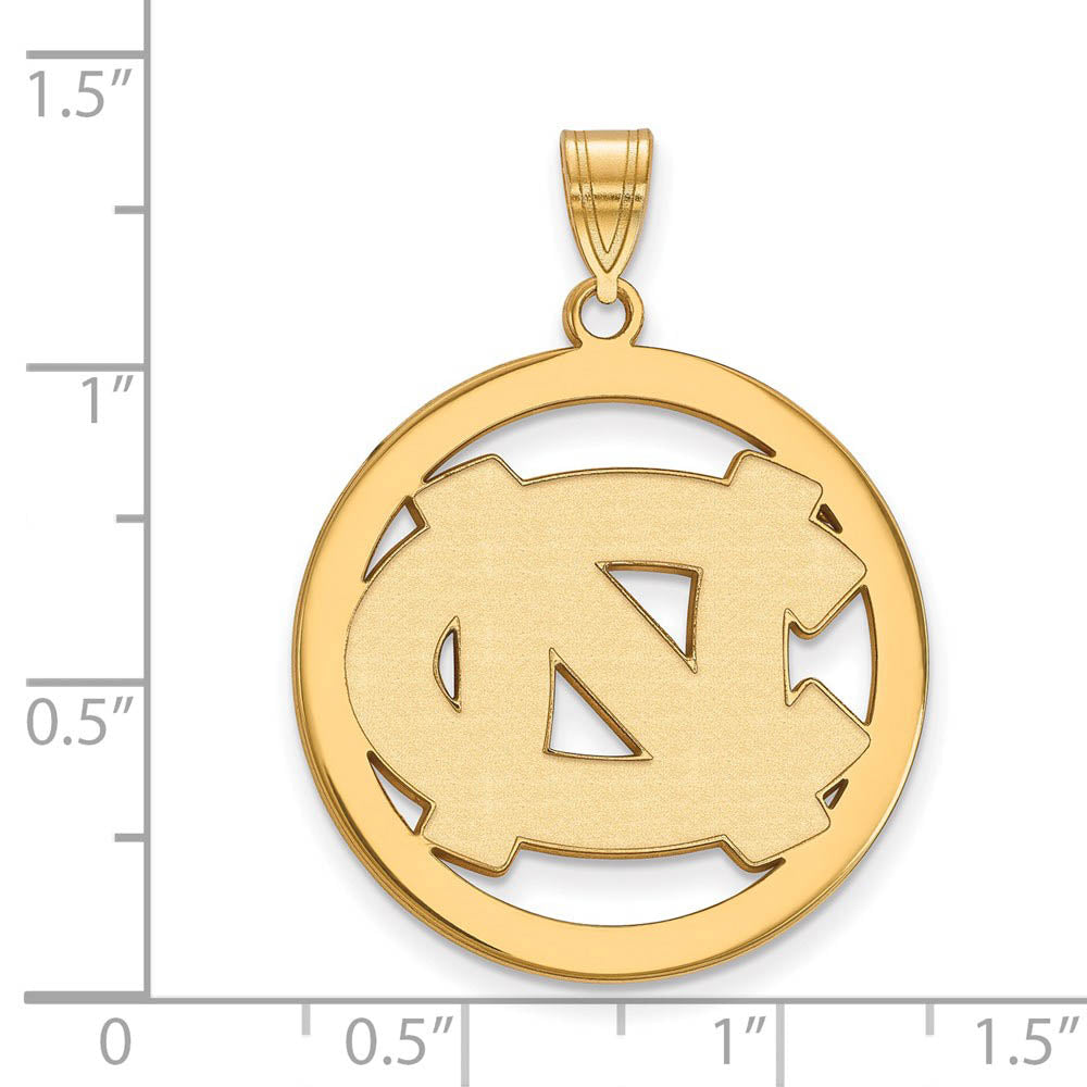 Alternate view of the 14k Gold Plated Silver North Carolina XL Circle Pendant by The Black Bow Jewelry Co.